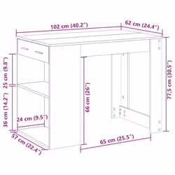 vidaXL Desk with Drawer and Shelf Writing Table Study Desk Engineered Wood - white - Additional view 9