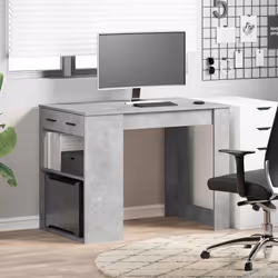 vidaXL Desk with Drawer and Shelf Writing Table Study Desk Engineered Wood - concrete grey