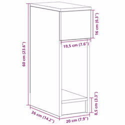 vidaXL Bedside Cabinet with Drawer 20x36x60 cm bedside table nightstand - black - Additional view 10