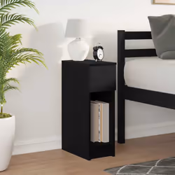 vidaXL Bedside Cabinet with Drawer 20x36x60 cm bedside table nightstand - black - Additional view 2