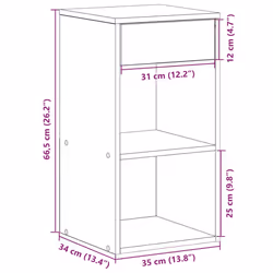 vidaXL Bedside Cabinet with Drawer Old Wood 35x34x66.5 cm bedside table - grey sonoma, 2 pcs - Additional view 3