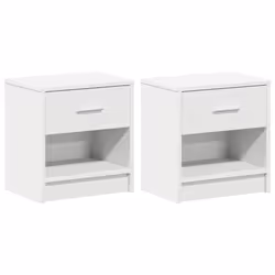 vidaXL Bedside Cabinet with Drawer Nightstand Bed Side Table Bed Cabinet - white, 2 pcs