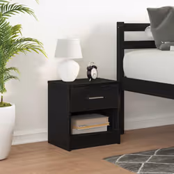 vidaXL Bedside Cabinet with Drawer Nightstand Bed Side Table Bed Cabinet - black, 1 pcs