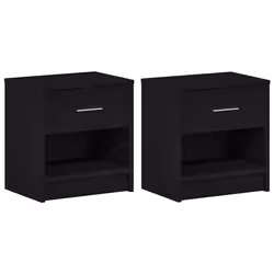 vidaXL Bedside Cabinet with Drawer Nightstand Bed Side Table Bed Cabinet - black, 2 pcs