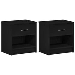 vidaXL Bedside Cabinet with Drawer Nightstand Bed Side Table Bed Cabinet - black, 2 pcs