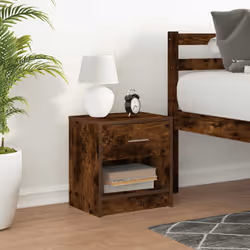 vidaXL Bedside Cabinet with Drawer Nightstand Bed Side Table Bed Cabinet - smoked oak, 1 pcs