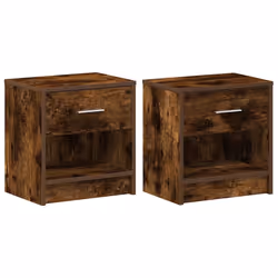 vidaXL Bedside Cabinet with Drawer Nightstand Bed Side Table Bed Cabinet - smoked oak, 2 pcs