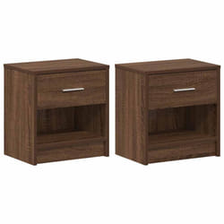 vidaXL Bedside Cabinet with Drawer Nightstand Bed Side Table Bed Cabinet - brown oak, 2 pcs