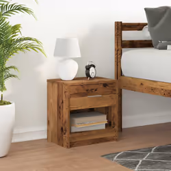 vidaXL Bedside Cabinet with Drawer Nightstand Bed Side Table Bed Cabinet - old wood, 1 pcs