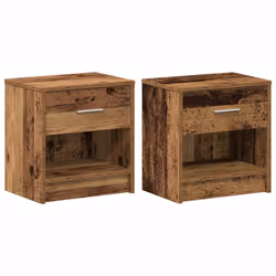 vidaXL Bedside Cabinet with Drawer Nightstand Bed Side Table Bed Cabinet - old wood, 2 pcs