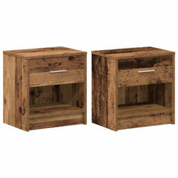 vidaXL Bedside Cabinet with Drawer Nightstand Bed Side Table Bed Cabinet - old wood, 2 pcs