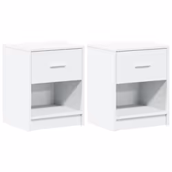 vidaXL Bedside Cabinets 2 pcs with Drawer Nightstand Bed Side Table - white, 2 pcs