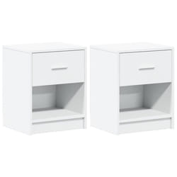 vidaXL Bedside Cabinets 2 pcs with Drawer Nightstand Bed Side Table - white, 2 pcs