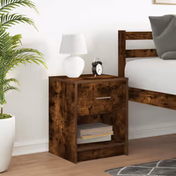 vidaXL Bedside Cabinets 2 pcs with Drawer Nightstand Bed Side Table - smoked oak, 1 pcs