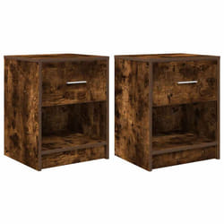 vidaXL Bedside Cabinets 2 pcs with Drawer Nightstand Bed Side Table - smoked oak, 2 pcs