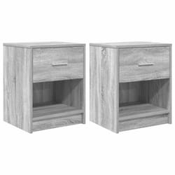 vidaXL Bedside Cabinets 2 pcs with Drawer Nightstand Bed Side Table - grey sonoma, 2 pcs