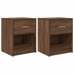 vidaXL Bedside Cabinets 2 pcs with Drawer Nightstand Bed Side Table - brown oak, 2 pcs