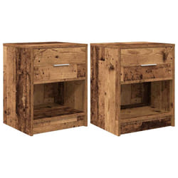 vidaXL Bedside Cabinets 2 pcs with Drawer Nightstand Bed Side Table - old wood, 2 pcs