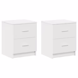 vidaXL Bedside Cabinet with 2 Drawers Nightstand Bed Side Table - white, 2 pcs