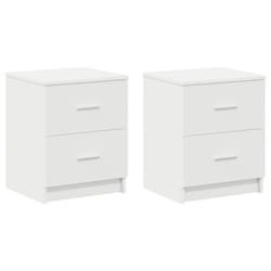 vidaXL Bedside Cabinet with 2 Drawers Nightstand Bed Side Table - white, 2 pcs