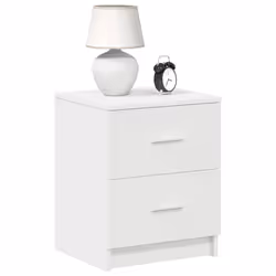vidaXL Bedside Cabinet with 2 Drawers Nightstand Bed Side Table - white, 2 pcs