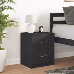 vidaXL Bedside Cabinet with 2 Drawers Nightstand Bed Side Table - black, 1 pcs