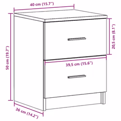 vidaXL Bedside Cabinet with 2 Drawers Nightstand Bed Side Table - black, 1 pcs