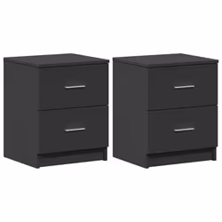 vidaXL Bedside Cabinet with 2 Drawers Nightstand Bed Side Table - black, 2 pcs
