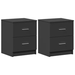 vidaXL Bedside Cabinet with 2 Drawers Nightstand Bed Side Table - black, 2 pcs
