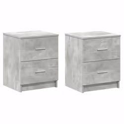 vidaXL Bedside Cabinet with 2 Drawers Nightstand Bed Side Table - concrete grey, 2 pcs