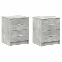 vidaXL Bedside Cabinet with 2 Drawers Nightstand Bed Side Table - concrete grey, 2 pcs