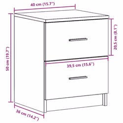 vidaXL Bedside Cabinet with 2 Drawers Nightstand Bed Side Table - concrete grey, 2 pcs
