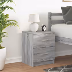 vidaXL Bedside Cabinet with 2 Drawers Nightstand Bed Side Table - grey sonoma, 1 pcs