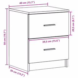 vidaXL Bedside Cabinet with 2 Drawers Nightstand Bed Side Table - grey sonoma, 2 pcs