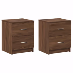vidaXL Bedside Cabinet with 2 Drawers Nightstand Bed Side Table - brown oak, 2 pcs