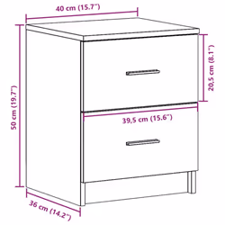 vidaXL Bedside Cabinet with 2 Drawers Nightstand Bed Side Table - old wood, 1 pcs