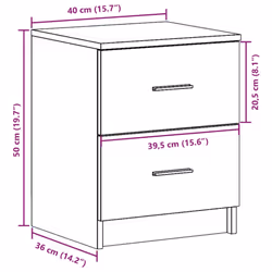 vidaXL Bedside Cabinet with 2 Drawers Nightstand Bed Side Table - old wood, 2 pcs