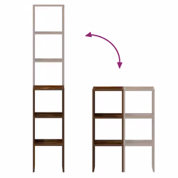 vidaXL Bookcases Stackable Bookshelf Storage Shelf Book Stand Engineered Wood - smoked oak, 2 pcs - Additional view 6