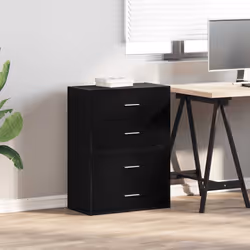 vidaXL Cabinets with 2 Drawers Cupboard Sideboard Highboard Engineered Wood - black, 2 pcs