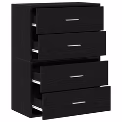 vidaXL Cabinets with 2 Drawers Cupboard Sideboard Highboard Engineered Wood - black, 2 pcs - Additional view 4