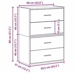 vidaXL Cabinets with 2 Drawers Cupboard Sideboard Highboard Engineered Wood - black, 2 pcs - Additional view 9