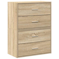 vidaXL Cabinets with 2 Drawers Cupboard Sideboard Highboard Engineered Wood - sonoma oak, 2 pcs