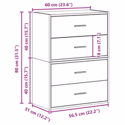 vidaXL Cabinets with 2 Drawers Cupboard Sideboard Highboard Engineered Wood - sonoma oak, 2 pcs