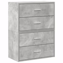 vidaXL Cabinets with 2 Drawers Cupboard Sideboard Highboard Engineered Wood - concrete grey, 2 pcs
