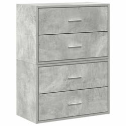 vidaXL Cabinets with 2 Drawers Cupboard Sideboard Highboard Engineered Wood - concrete grey, 2 pcs
