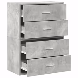 vidaXL Cabinets with 2 Drawers Cupboard Sideboard Highboard Engineered Wood - concrete grey, 2 pcs - Additional view 4