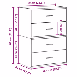 vidaXL Cabinets with 2 Drawers Cupboard Sideboard Highboard Engineered Wood - concrete grey, 2 pcs - Additional view 9
