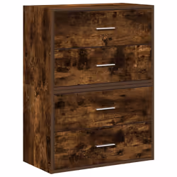vidaXL Cabinets with 2 Drawers Cupboard Sideboard Highboard Engineered Wood - smoked oak, 2 pcs
