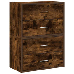 vidaXL Cabinets with 2 Drawers Cupboard Sideboard Highboard Engineered Wood - smoked oak, 2 pcs