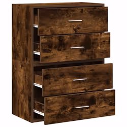 vidaXL Cabinets with 2 Drawers Cupboard Sideboard Highboard Engineered Wood - smoked oak, 2 pcs - Additional view 4
